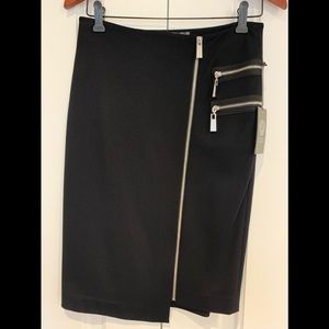 Vince Camuto Black Pencil Skirt with Chrome Zippers